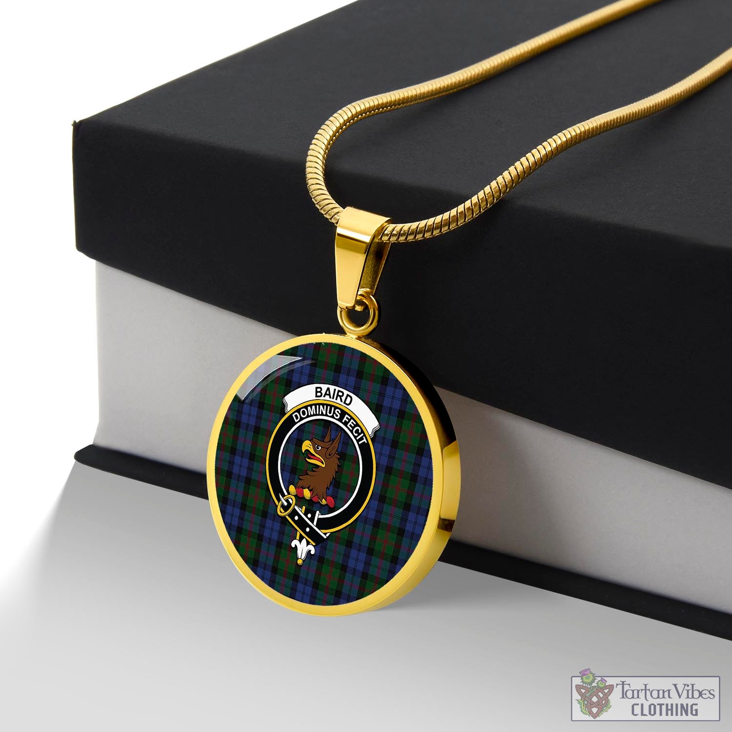 Tartan Vibes Clothing Baird Tartan Circle Necklace with Family Crest