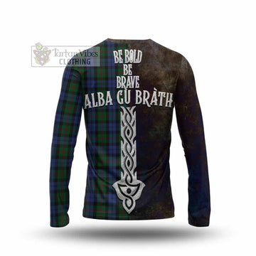 Baird Tartan Family Crest Long Sleeve T-Shirt Alba Gu Brath Be Brave Lion Ancient Style - Tartan Vibes Clothing