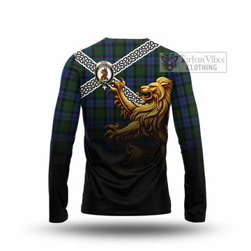 Baird Crest Tartan Long Sleeve T-Shirt with Golden Lion Emblem Celtic Style - Tartan Vibes Clothing