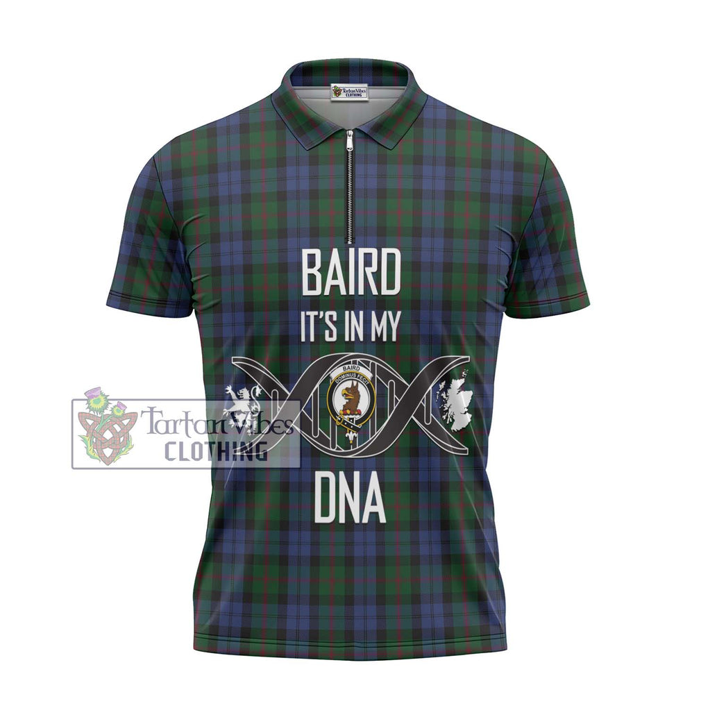 Baird Tartan Zipper Polo Shirt with Family Crest DNA In Me Style - Tartanvibesclothing Shop