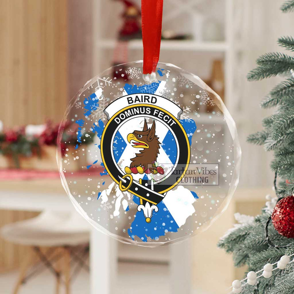 Tartan Vibes Clothing Baird Clan Crest Christmas Glass Ornament with Scotland Map