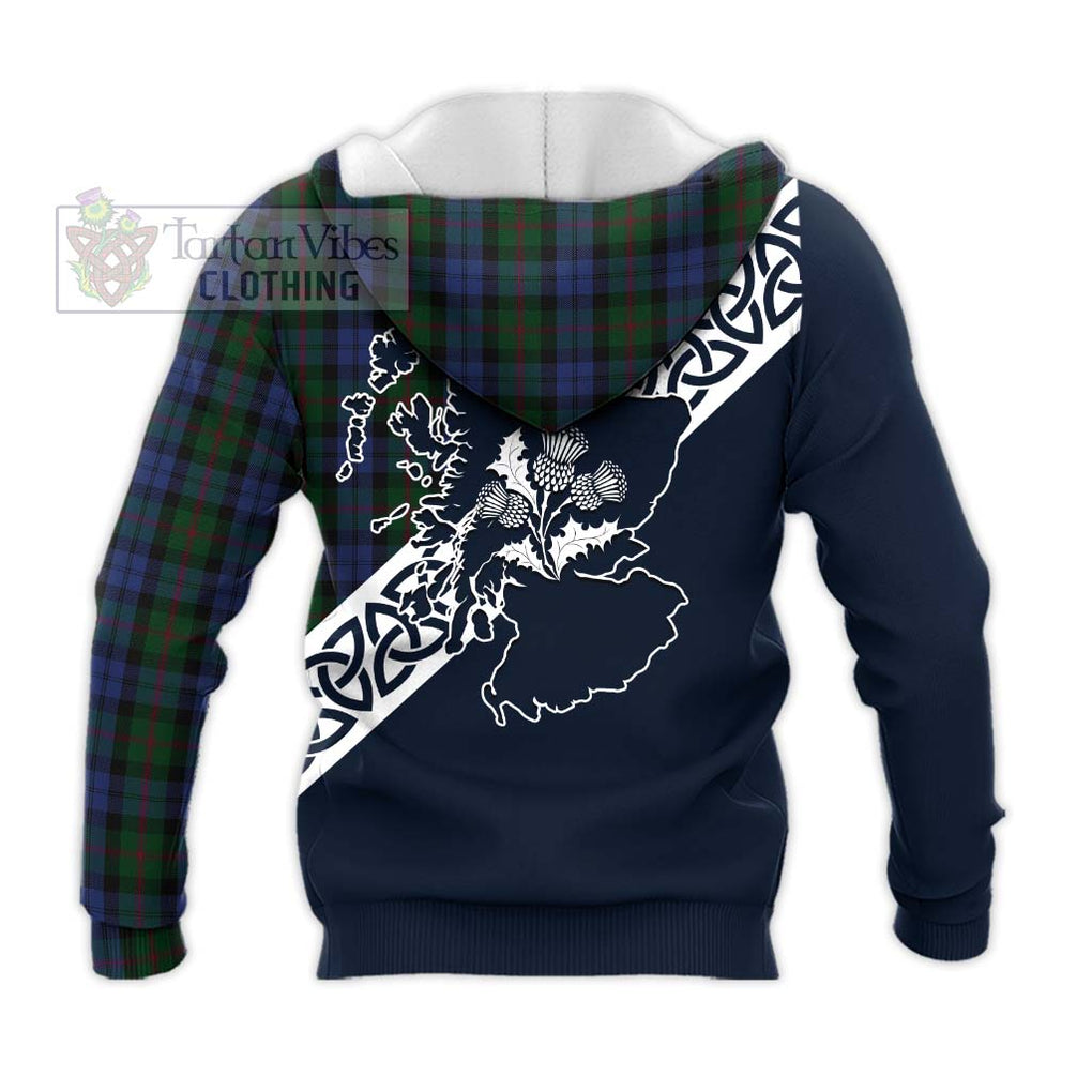 Tartan Vibes Clothing Baird Tartan Knitted Hoodie Featuring Thistle and Scotland Map