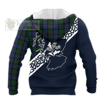 Baird Tartan Knitted Hoodie Featuring Thistle and Scotland Map