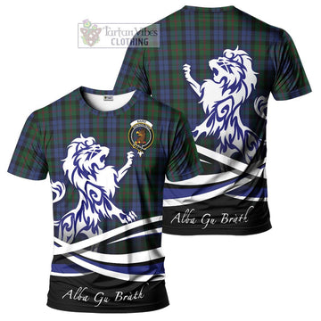 Baird Tartan Cotton T-shirt with Alba Gu Brath Regal Lion Emblem