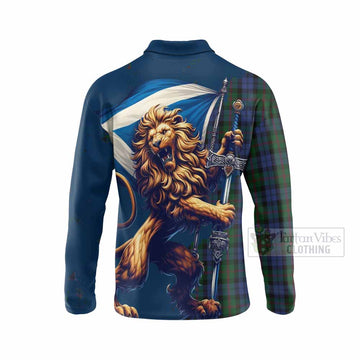 Baird Tartan Family Crest Long Sleeve Polo Shirt with Scottish Majestic Lion