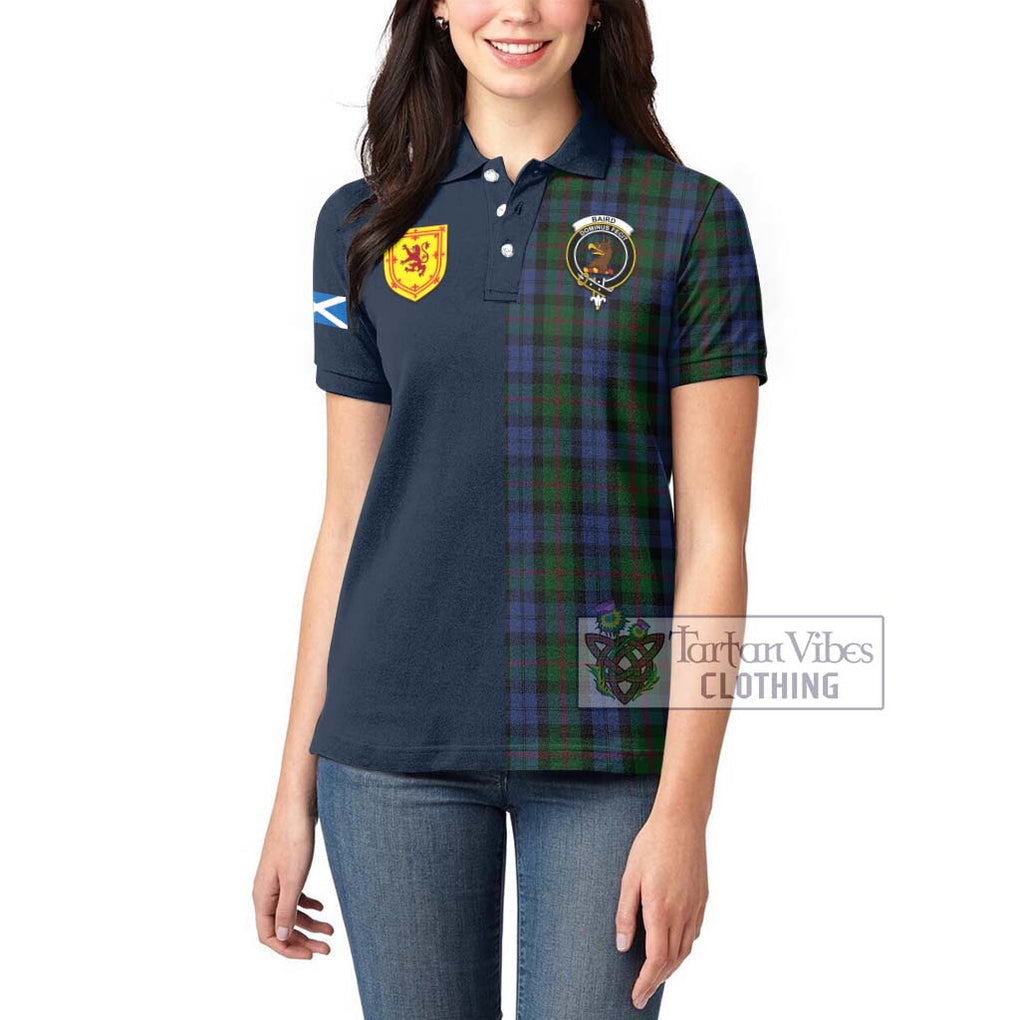 Tartan Vibes Clothing Baird Tartan Women's Polo Shirt with Scottish Lion Royal Arm Half Style