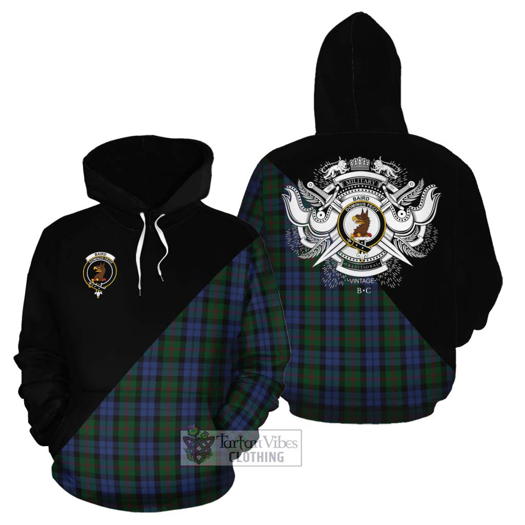 Tartan Vibes Clothing Baird Tartan Cotton Hoodie with Family Crest and Military Logo Style