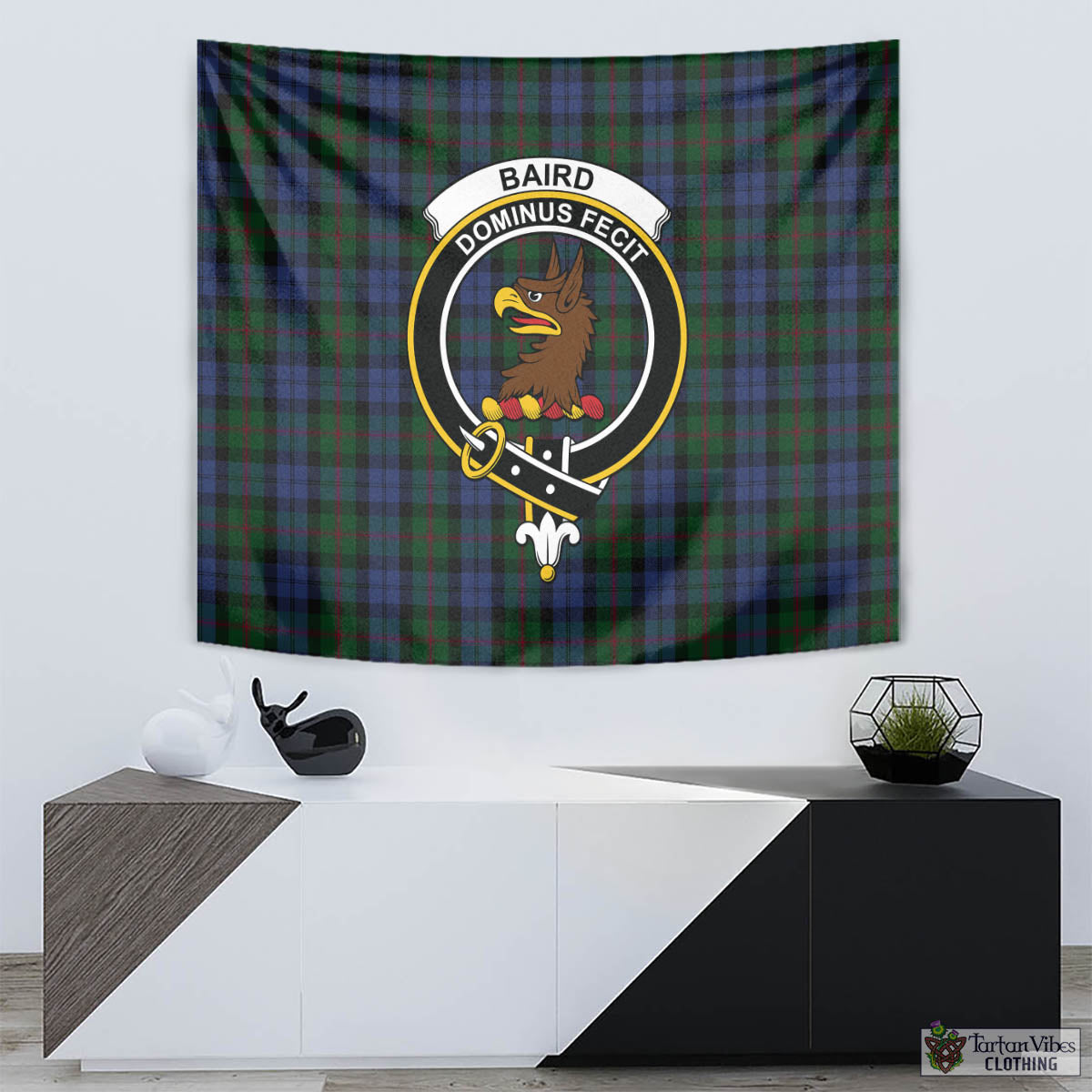 Tartan Vibes Clothing Baird Tartan Tapestry Wall Hanging and Home Decor for Room with Family Crest