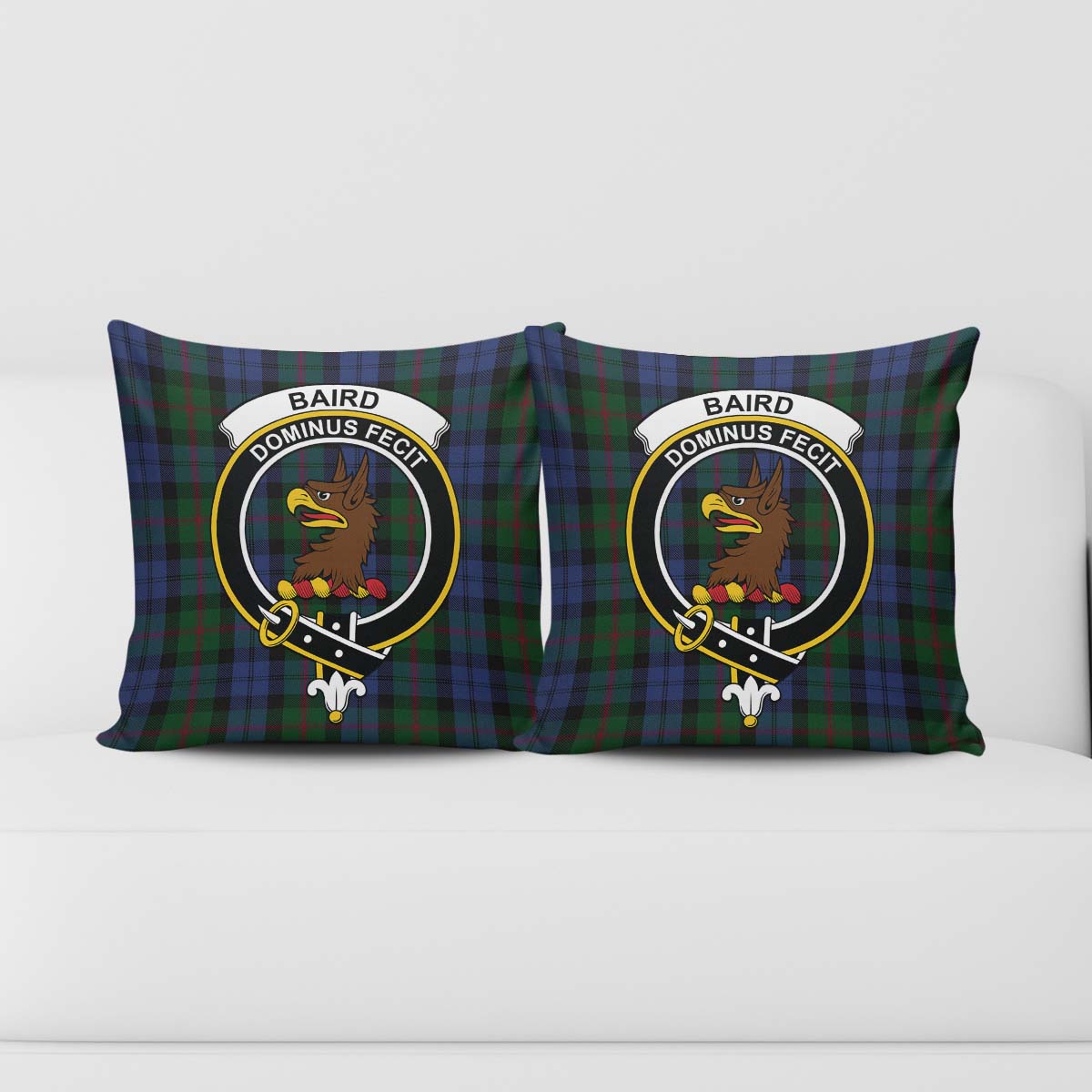 Baird Tartan Pillow Cover with Family Crest - Tartanvibesclothing