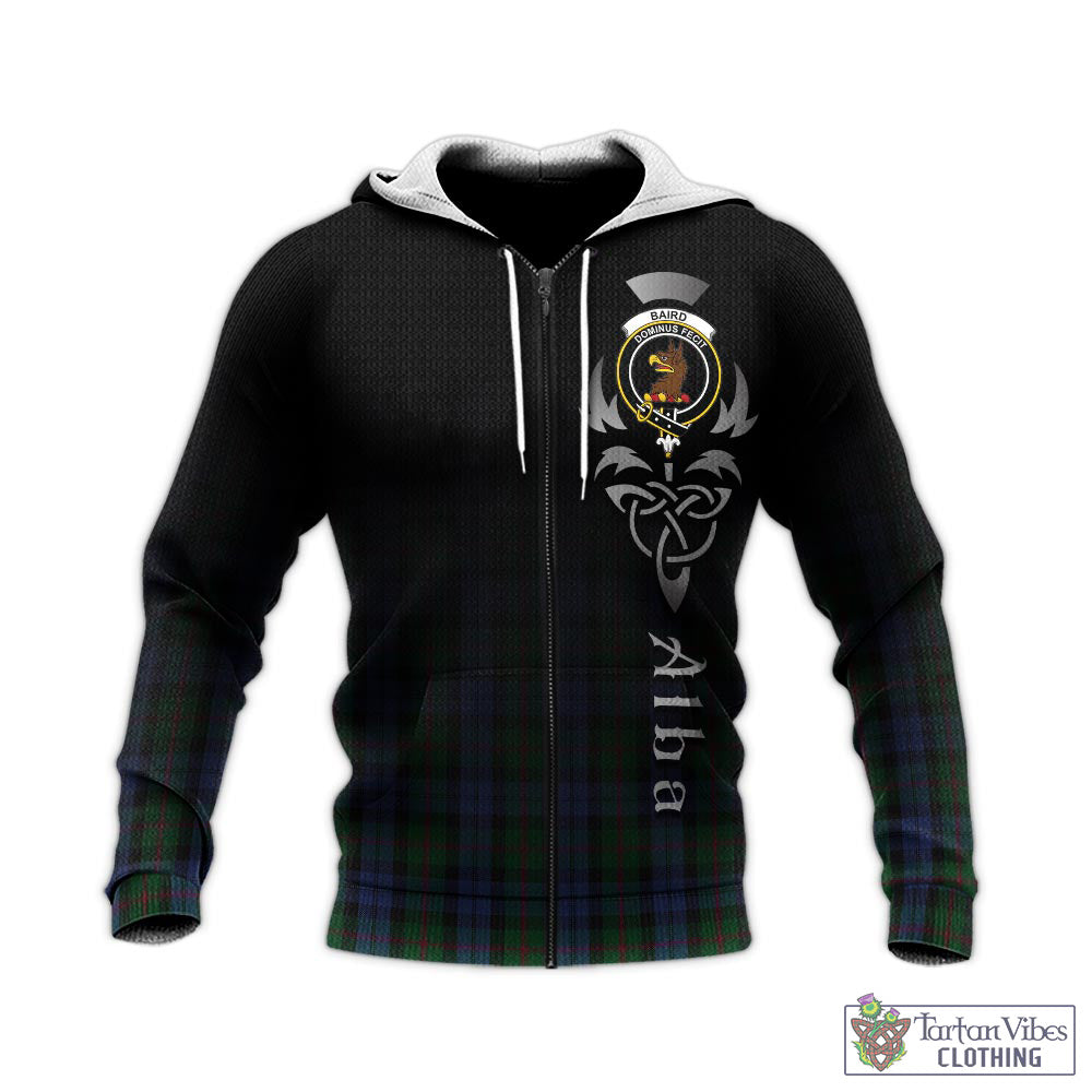 Tartan Vibes Clothing Baird Tartan Knitted Hoodie Featuring Alba Gu Brath Family Crest Celtic Inspired