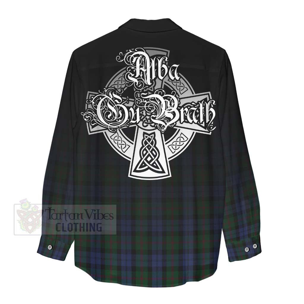 Tartan Vibes Clothing Baird Tartan Women's Casual Shirt Featuring Alba Gu Brath Family Crest Celtic Inspired