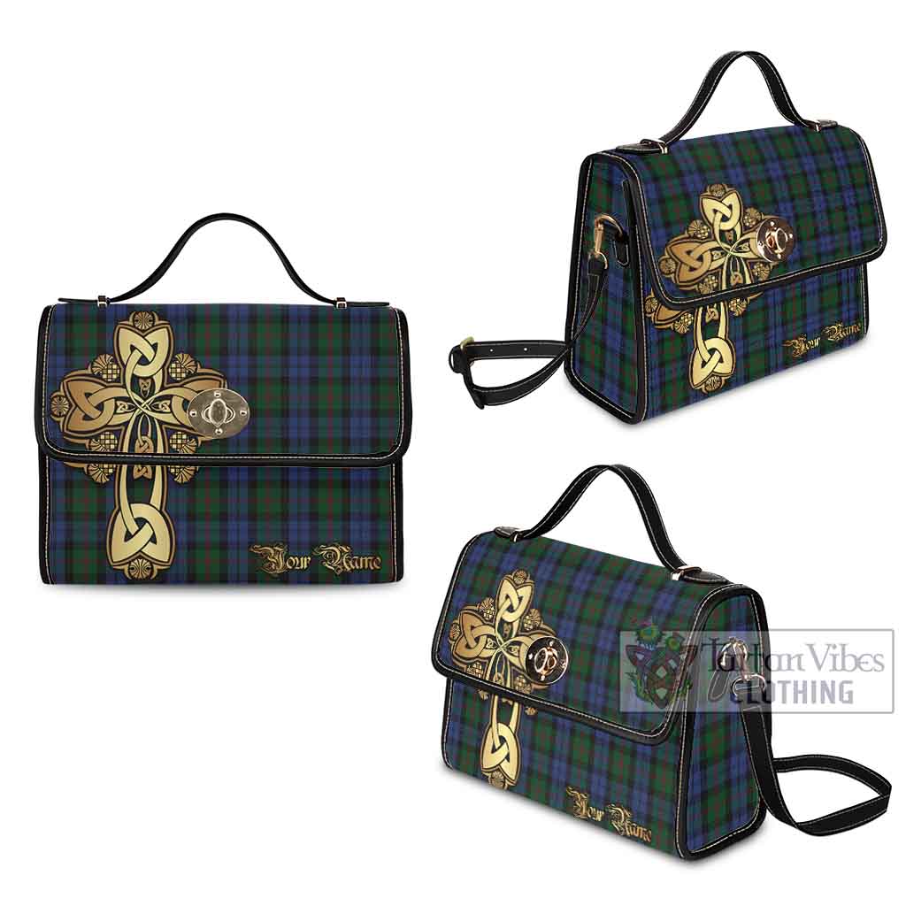 Tartan Vibes Clothing Baird Tartan Waterproof Canvas Bag Golden Thistle Celtic Cross Style