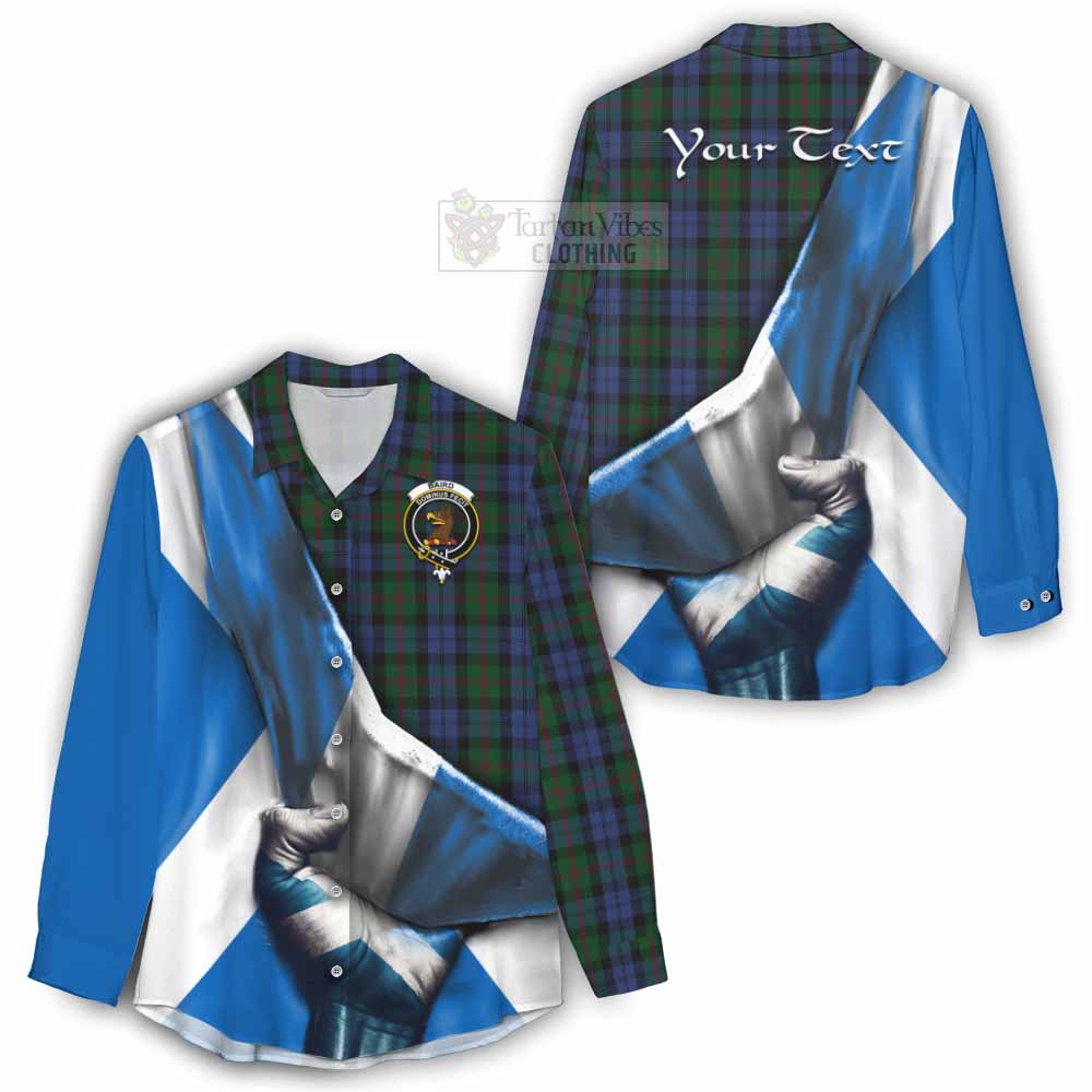 Tartan Vibes Clothing Baird Tartan Women's Casual Shirt with Family Crest Scotland Patriotic Style