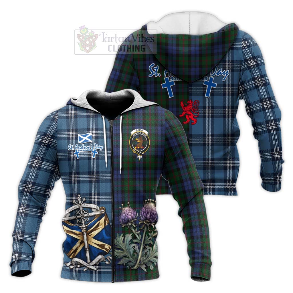 Tartan Vibes Clothing Baird Tartan Knitted Hoodie Happy St. Andrew's Day Half Tartan Style