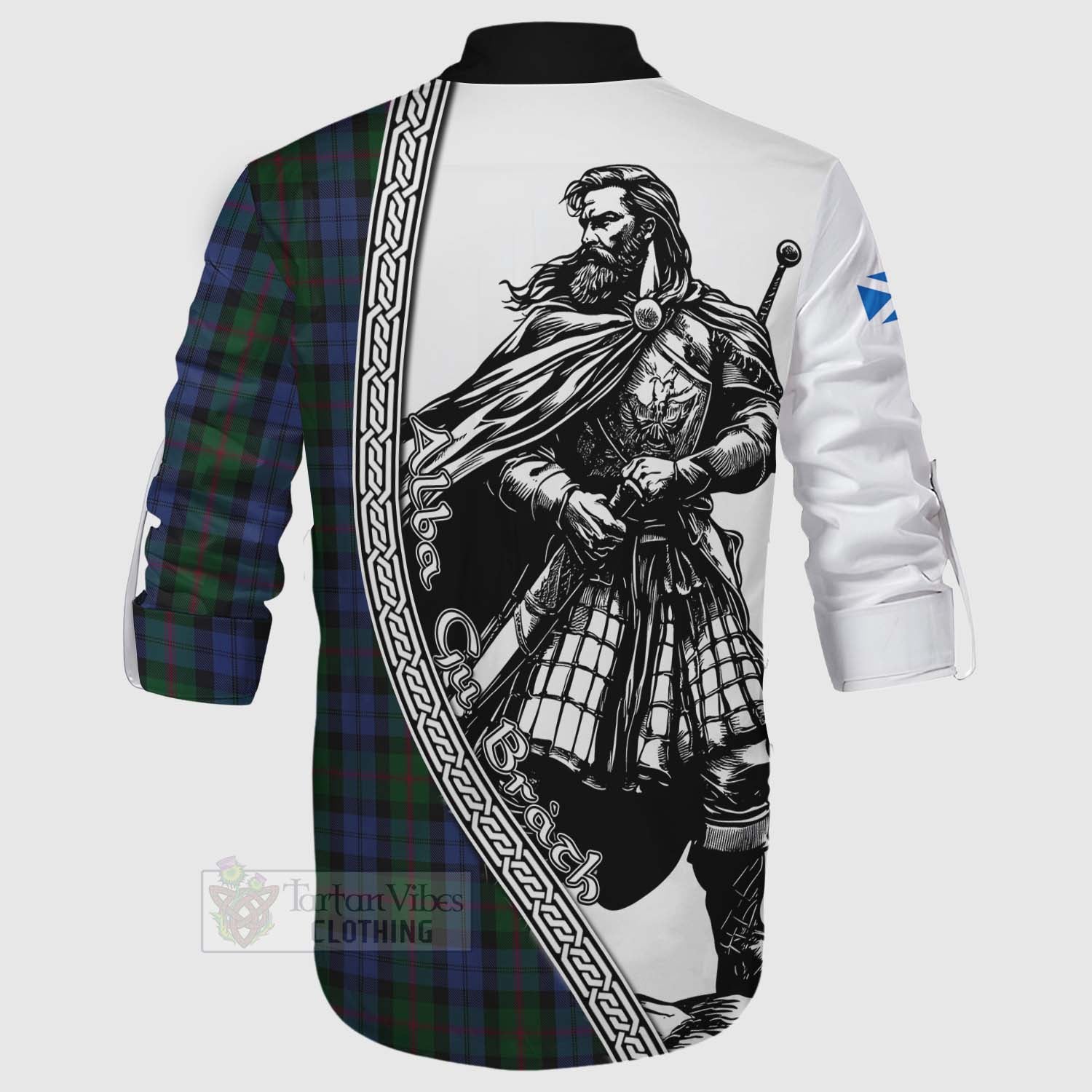 Tartan Vibes Clothing Baird Tartan Clan Crest Ghillie Kilt Shirt with Highlander Warrior Celtic Style