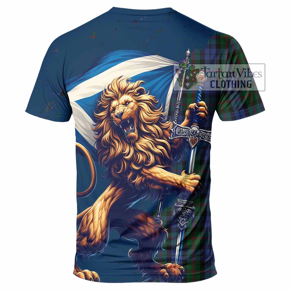 Tartan Vibes Clothing Baird Tartan Family Crest T-Shirt with Scottish Majestic Lion