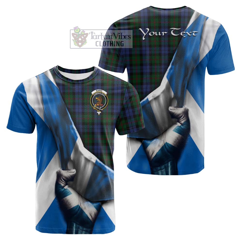 Tartan Vibes Clothing Baird Tartan Cotton T-shirt with Family Crest Scotland Patriotic Style