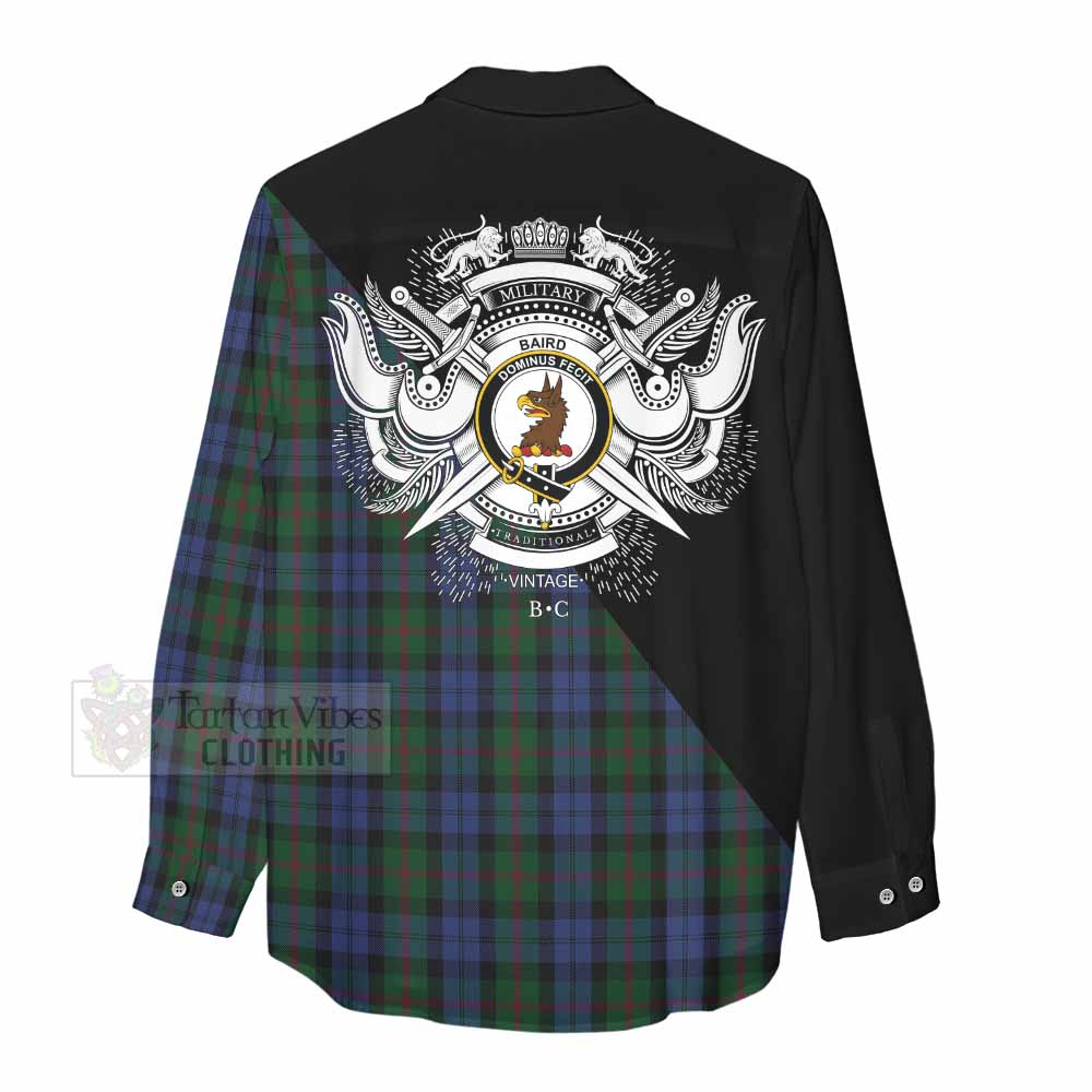 Tartan Vibes Clothing Baird Tartan Women's Casual Shirt with Family Crest and Military Logo Style