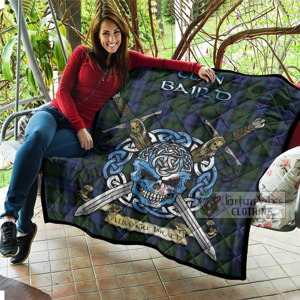 Tartan Vibes Clothing Baird Tartan Quilt with Celtic Skull Alba Gu Brath Style