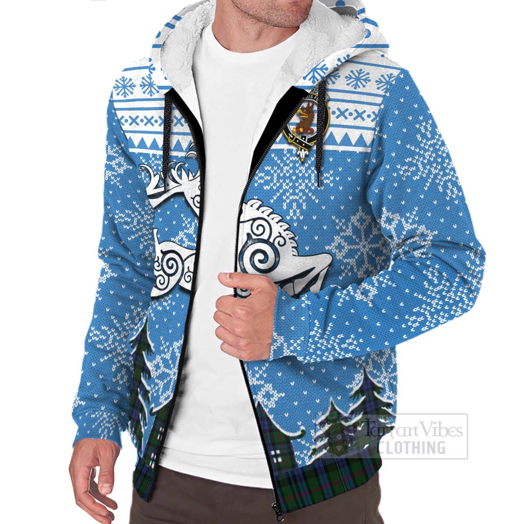 Tartan Vibes Clothing Baird Clan Christmas Sherpa Hoodie Celtic Reindeer Style