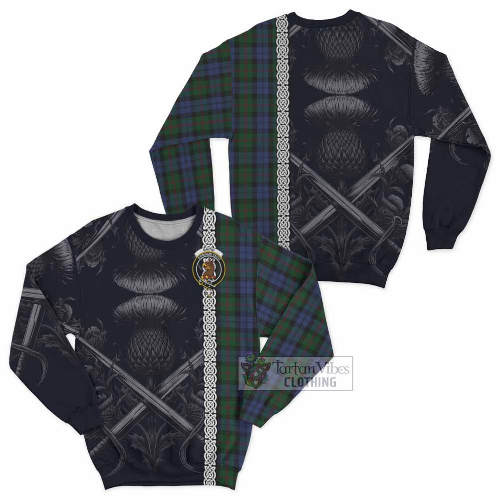 Tartan Vibes Clothing Baird Tartan Sweatshirt with Family Crest Cross Sword Thistle Celtic Vibes