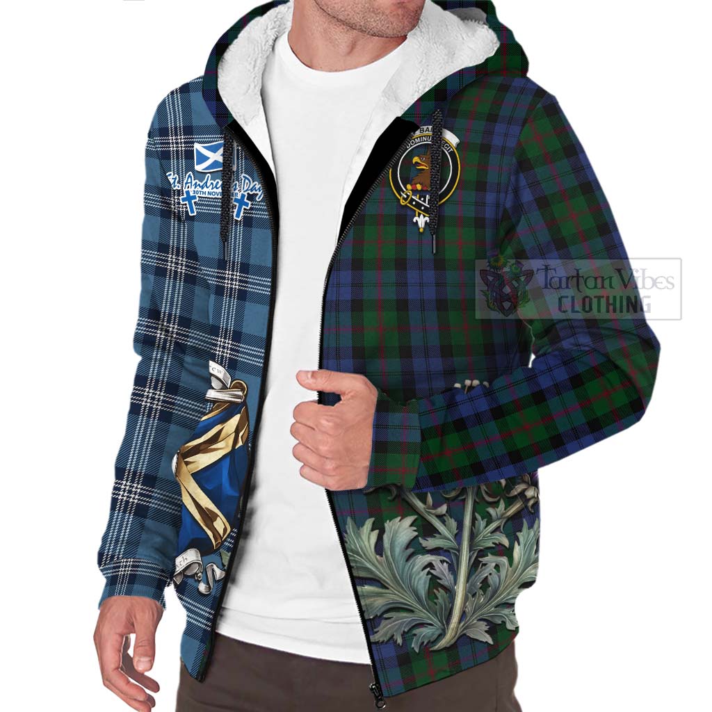 Tartan Vibes Clothing Baird Tartan Sherpa Hoodie Happy St. Andrew's Day Half Tartan Style