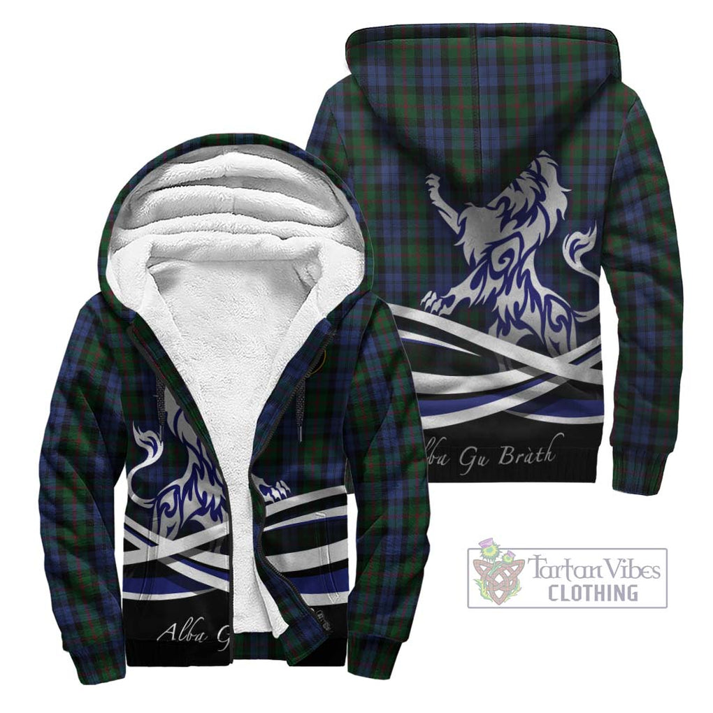 Baird Tartan Sherpa Hoodie with Alba Gu Brath Regal Lion Emblem Unisex - Tartanvibesclothing Shop