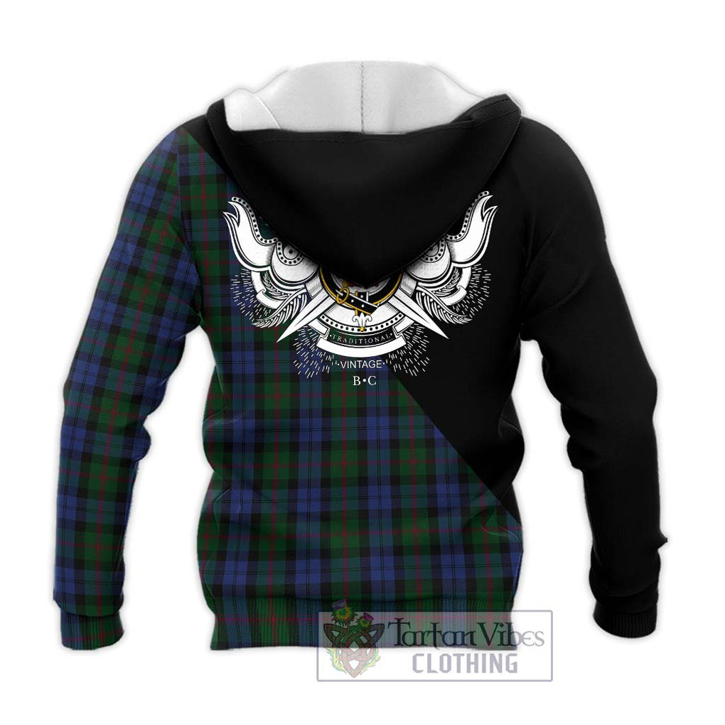 Baird Tartan Knitted Hoodie with Family Crest and Military Logo Style - Tartanvibesclothing Shop