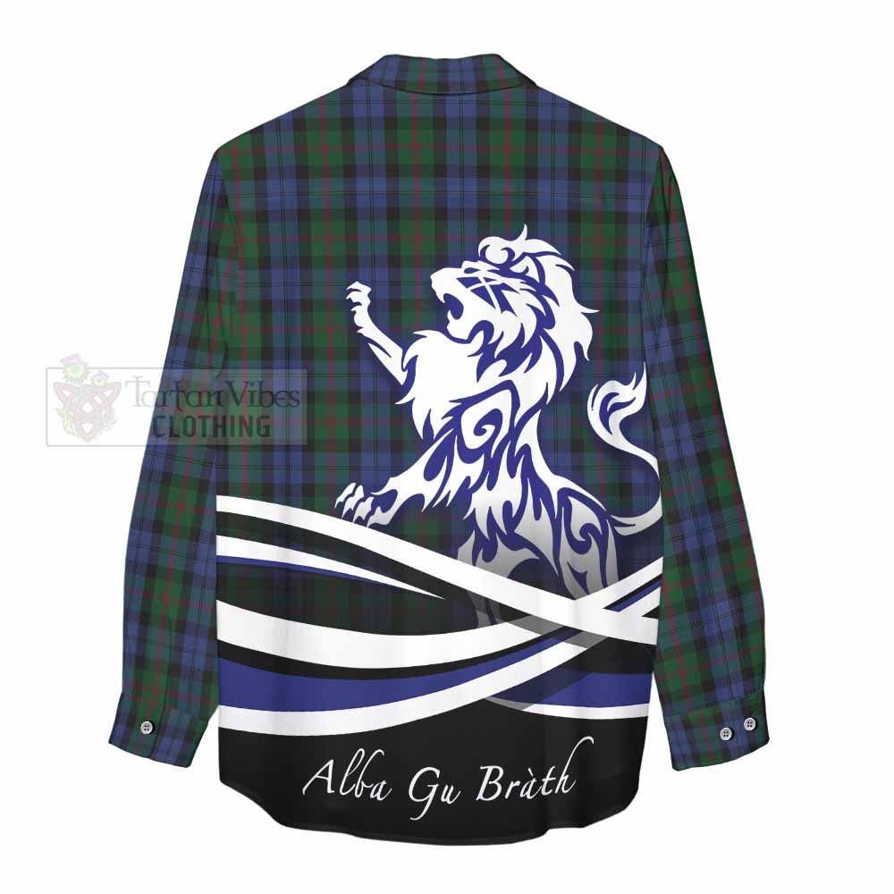 Tartan Vibes Clothing Baird Tartan Women's Casual Shirt with Alba Gu Brath Regal Lion Emblem