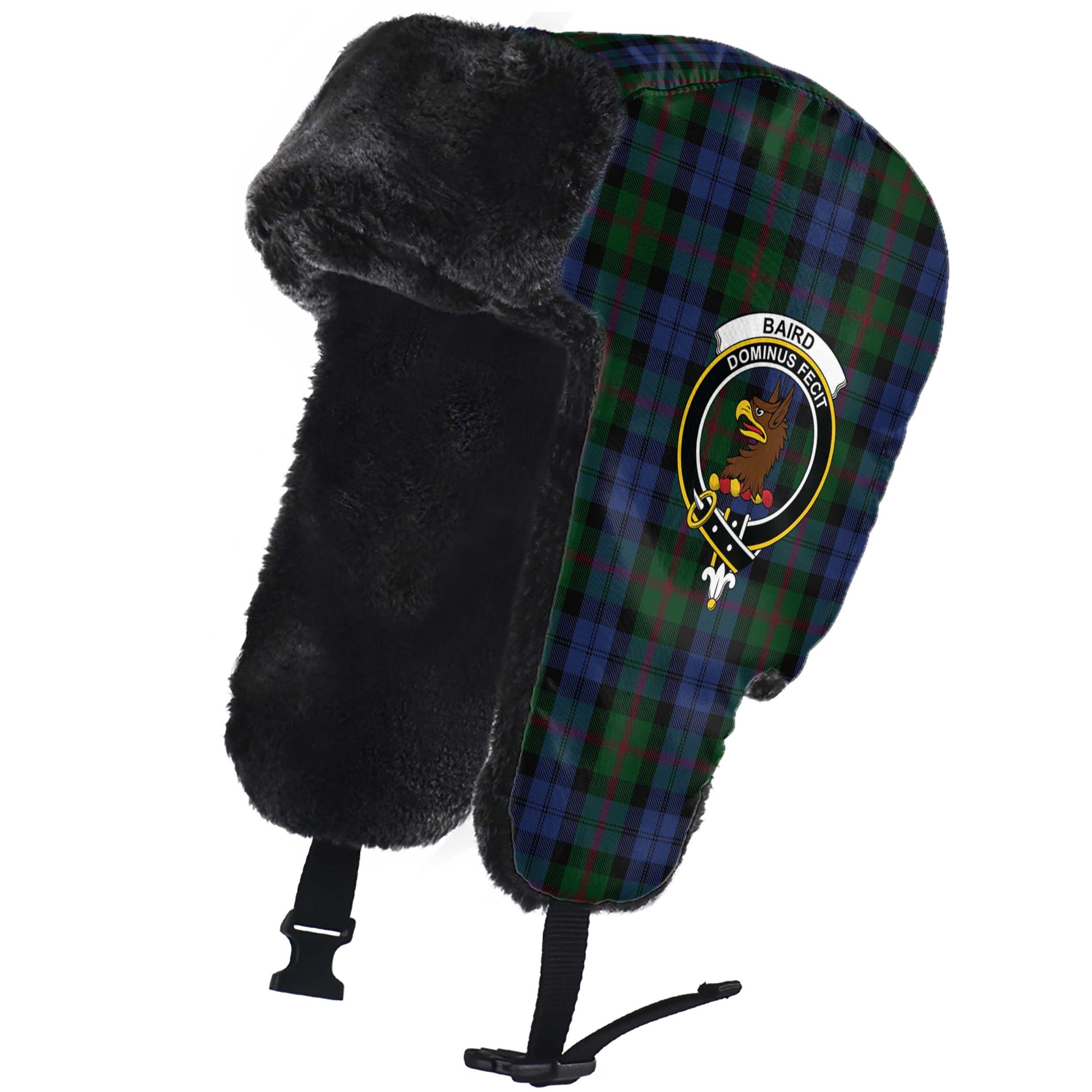 Baird Tartan Winter Trapper Hat with Family Crest - Tartanvibesclothing