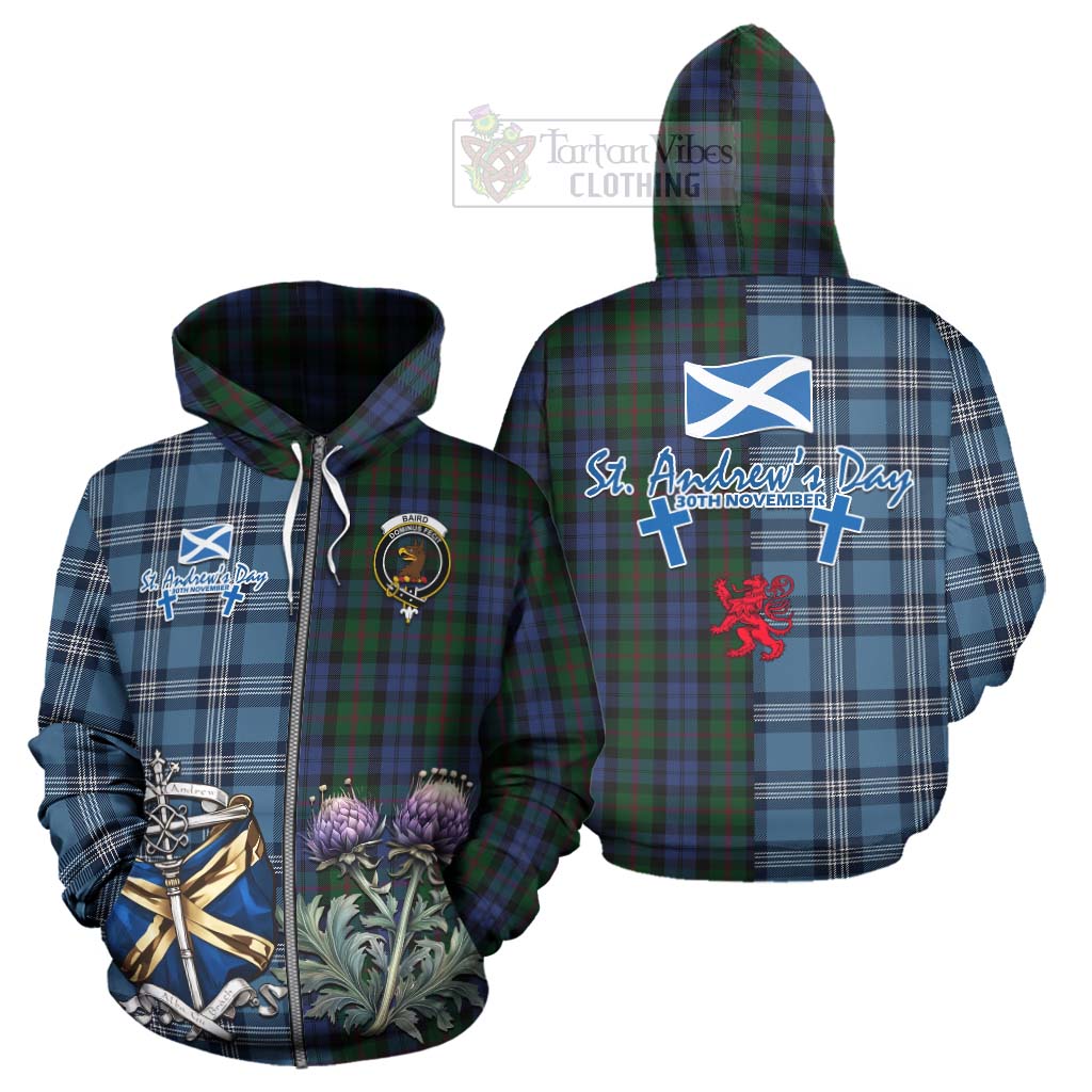 Tartan Vibes Clothing Baird Tartan Hoodie Happy St. Andrew's Day Half Tartan Style