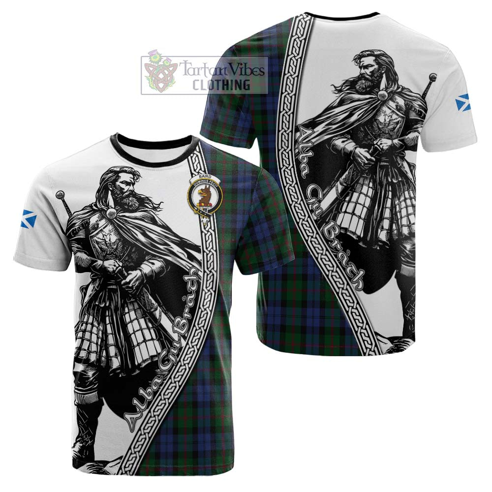 Baird Tartan Clan Crest Cotton T-shirt with Highlander Warrior Celtic Style