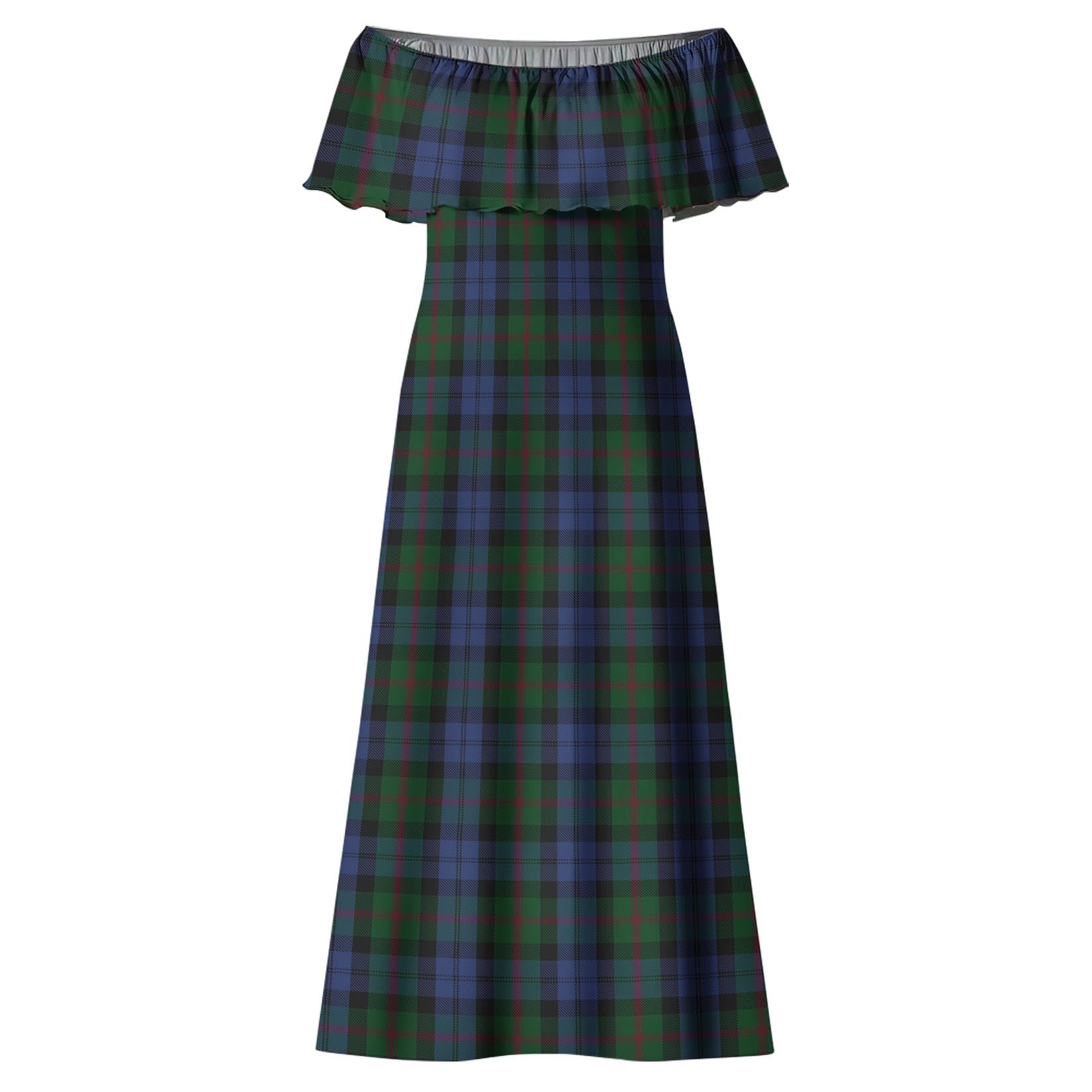 Baird Tartan Off Shoulder Long Dress - Tartanvibesclothing