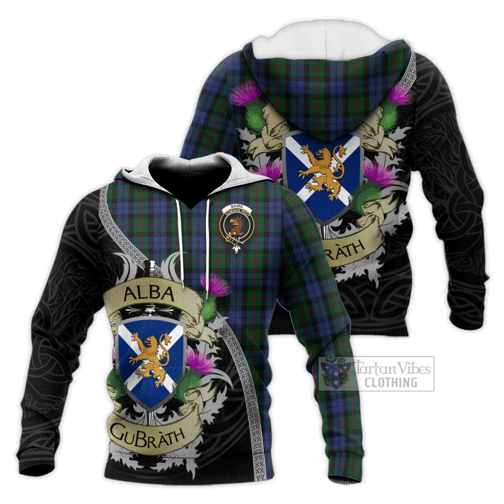 Baird Tartan Family Crest Knitted Hoodie Lion Rampant Royal Thistle Shield Celtic Inspired - Tartan Vibes Clothing