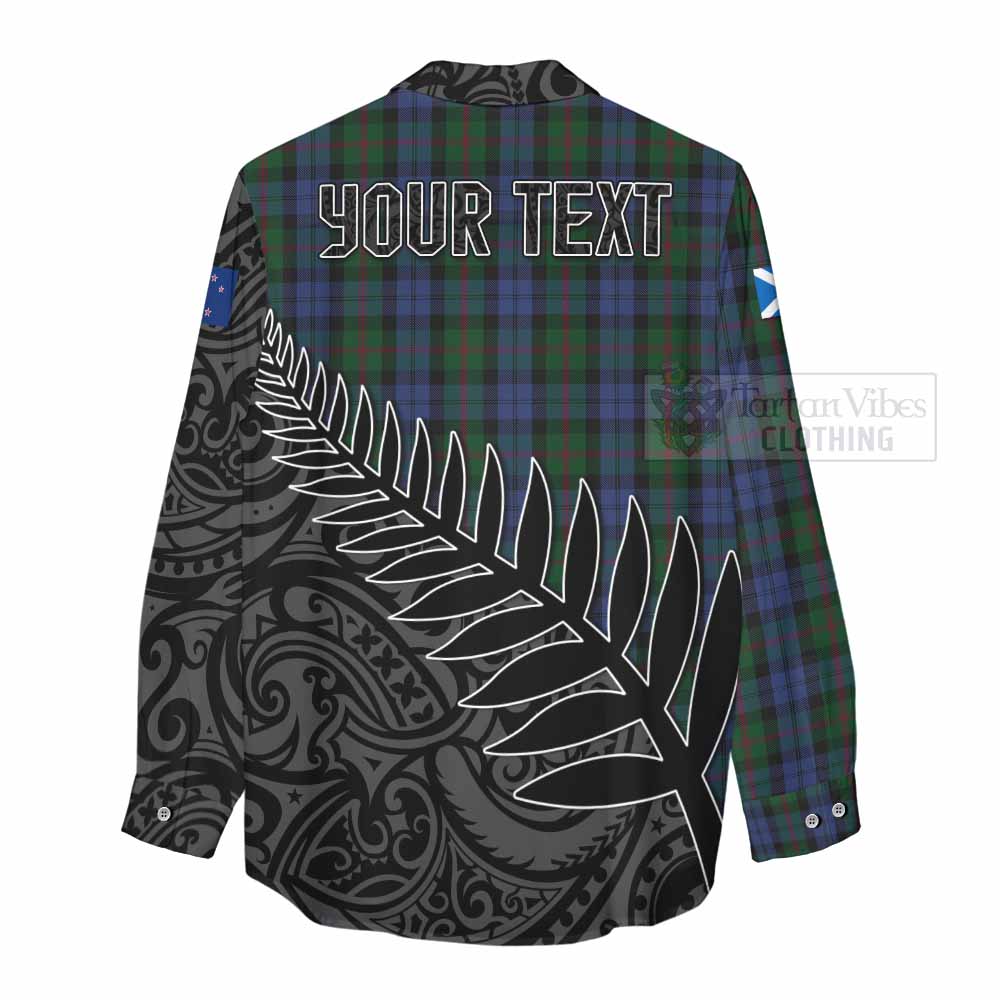 Tartan Vibes Clothing Baird Crest Tartan Women's Casual Shirt with New Zealand Silver Fern Half Style