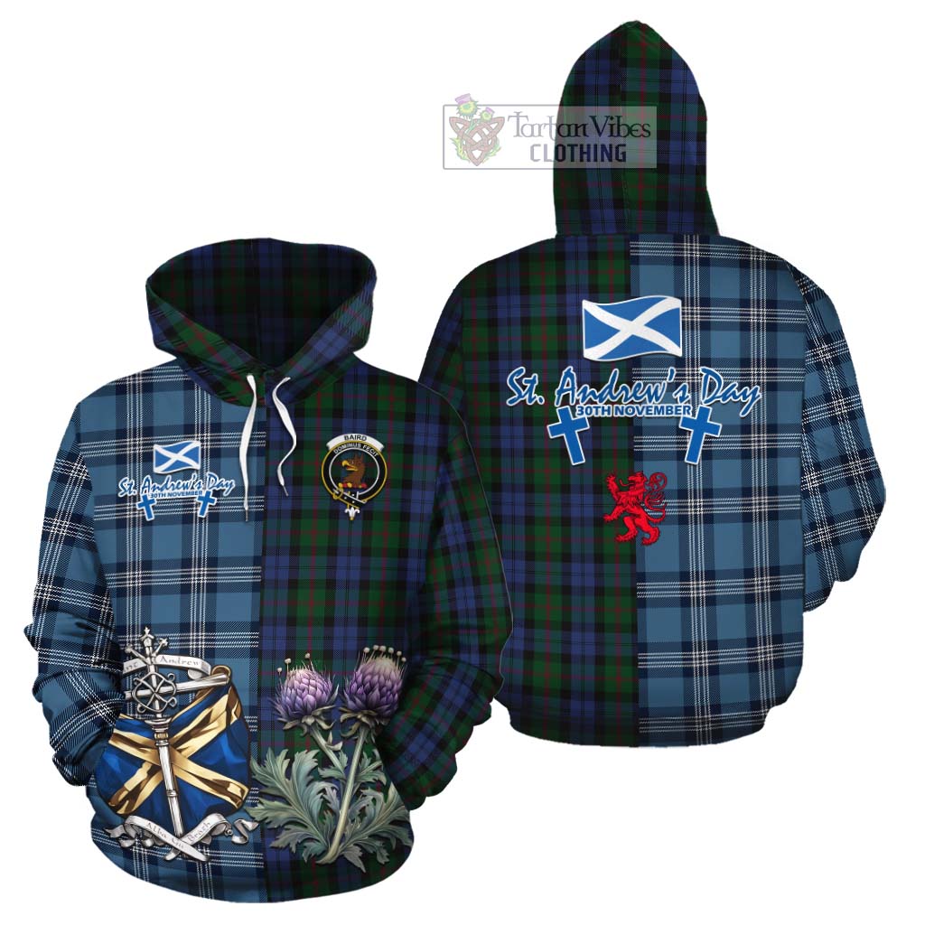 Tartan Vibes Clothing Baird Tartan Cotton Hoodie Happy St. Andrew's Day Half Tartan Style