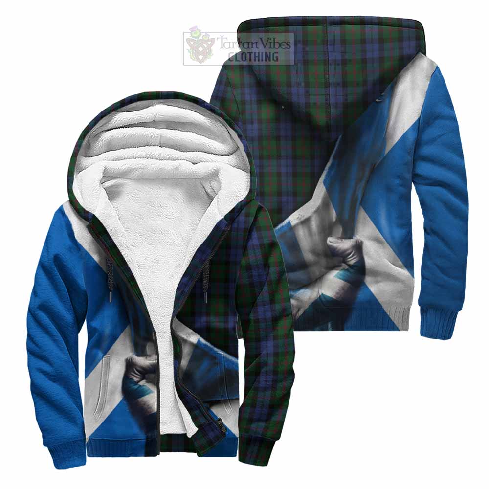 Tartan Vibes Clothing Baird Tartan Sherpa Hoodie with Family Crest Scotland Patriotic Style