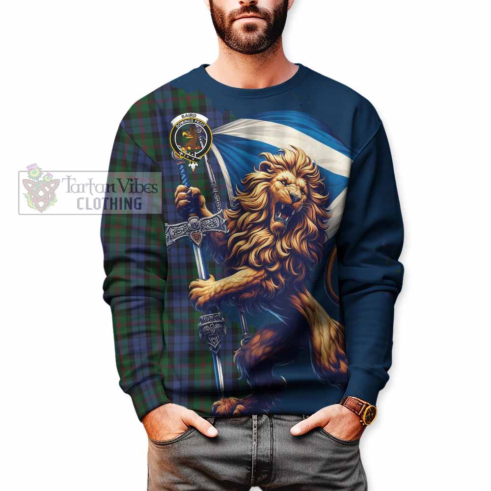 Tartan Vibes Clothing Baird Tartan Family Crest Sweatshirt with Scottish Majestic Lion