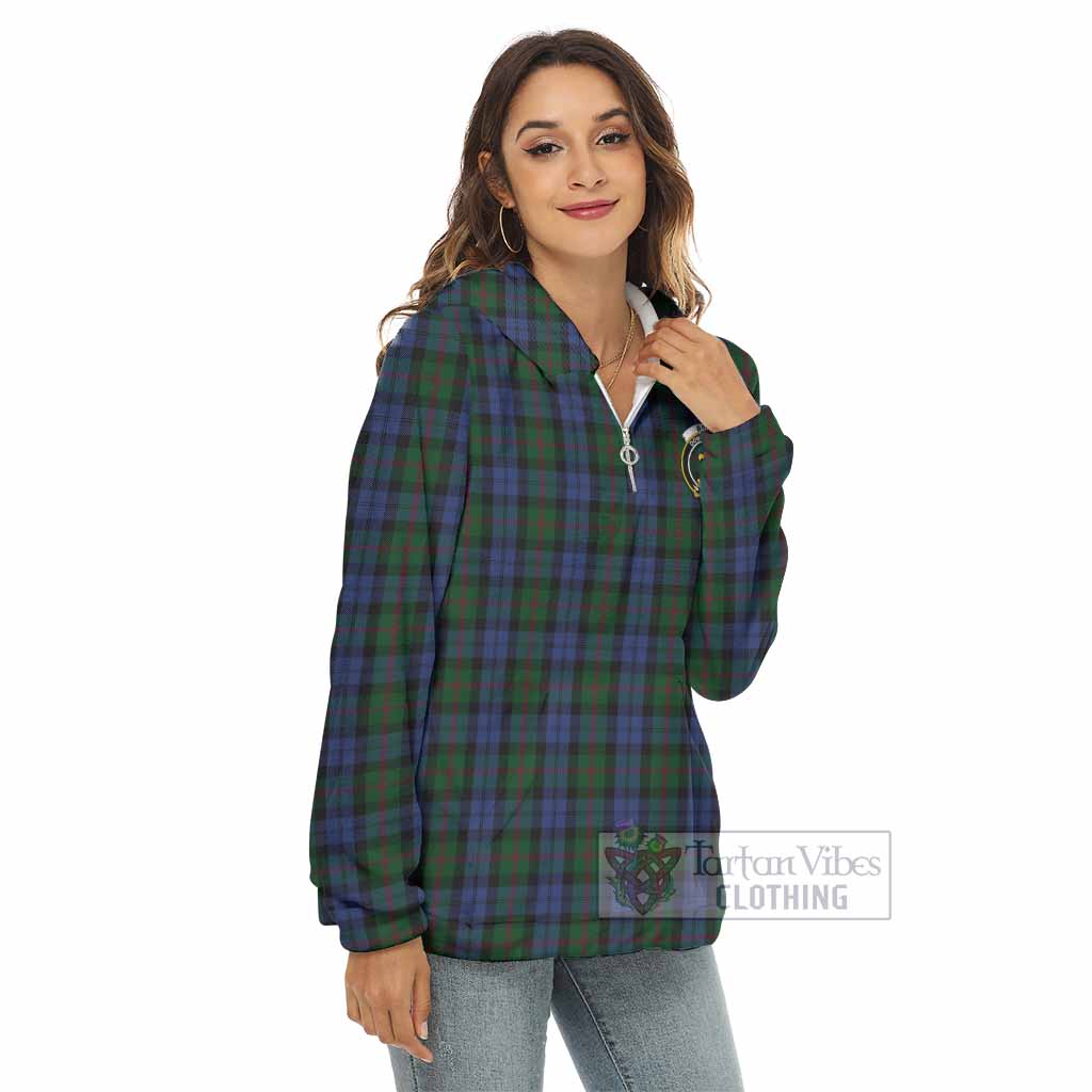 Tartan Vibes Clothing Baird Tartan Crest Women's Borg  Half Zip Fleece Hoodie