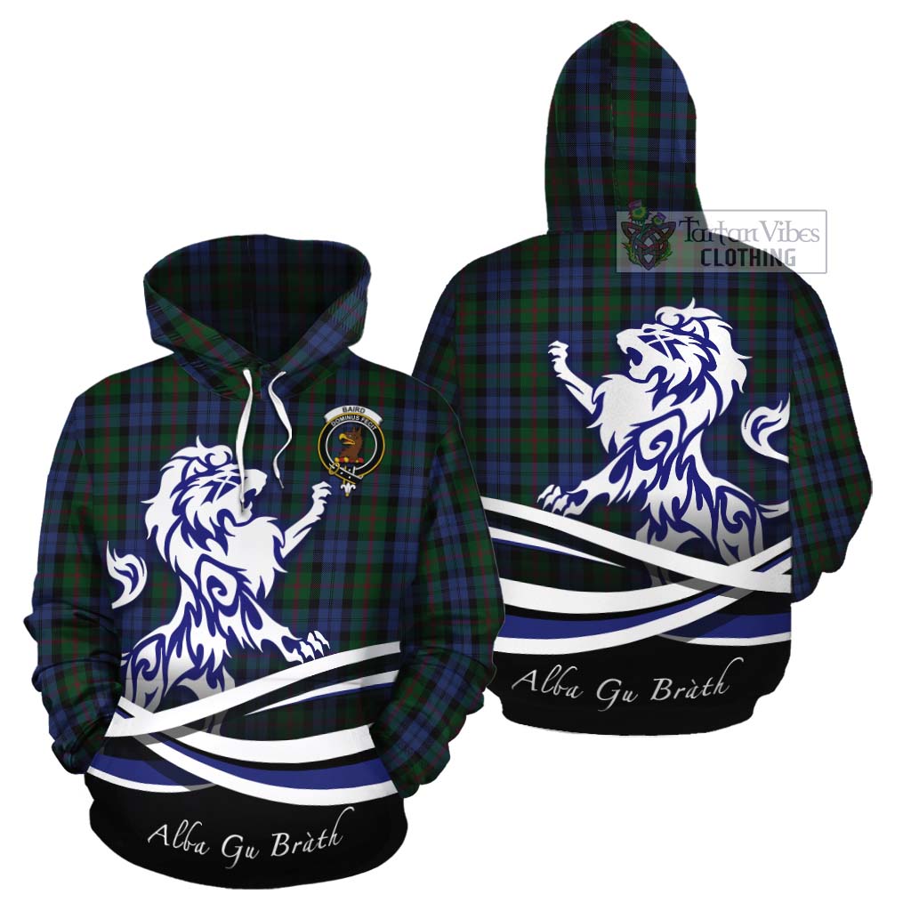 Tartan Vibes Clothing Baird Tartan Cotton Hoodie with Alba Gu Brath Regal Lion Emblem