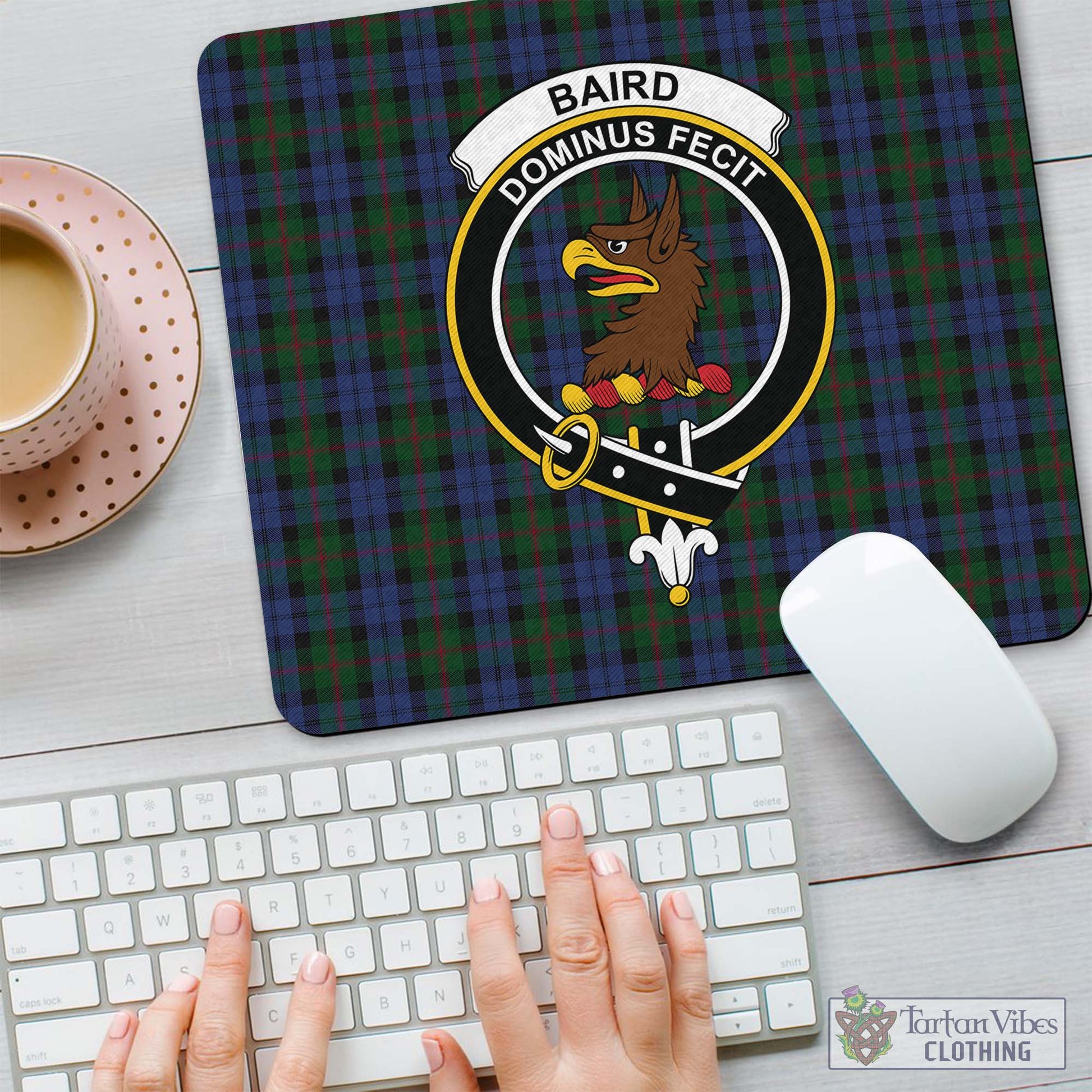 Tartan Vibes Clothing Baird Tartan Mouse Pad with Family Crest