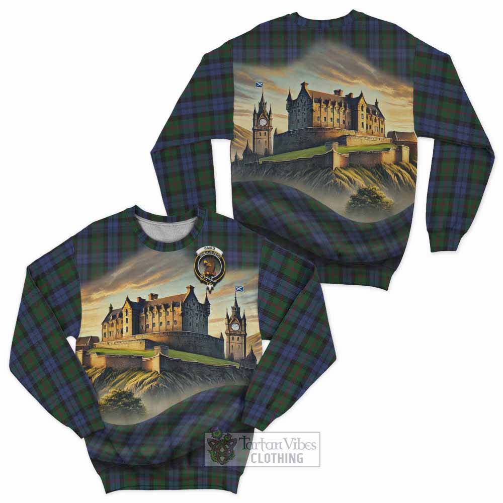 Baird Tartan Family Crest Sweatshirt with Scottish Ancient Castle Style - Tartan Vibes Clothing