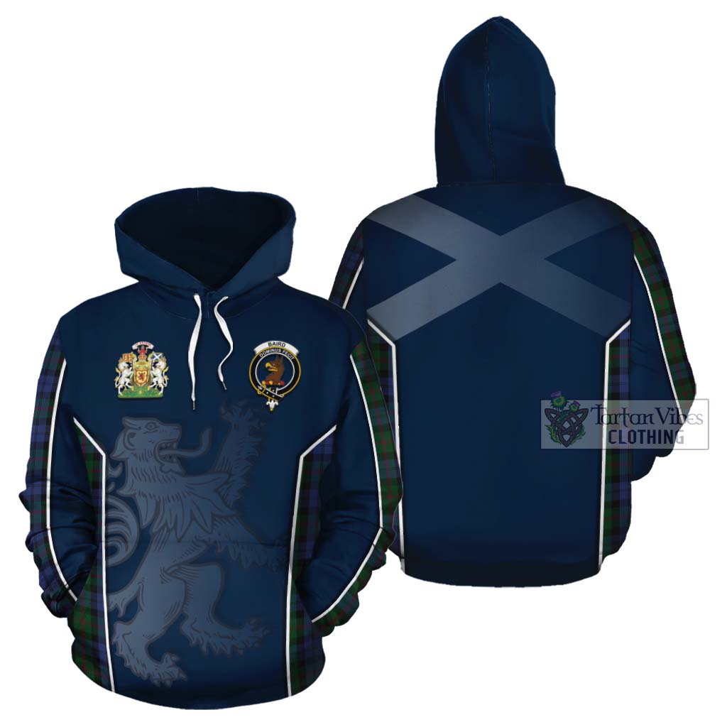 Tartan Vibes Clothing Baird Tartan Cotton Hoodie with Family Crest and Lion Rampant Vibes Sport Style