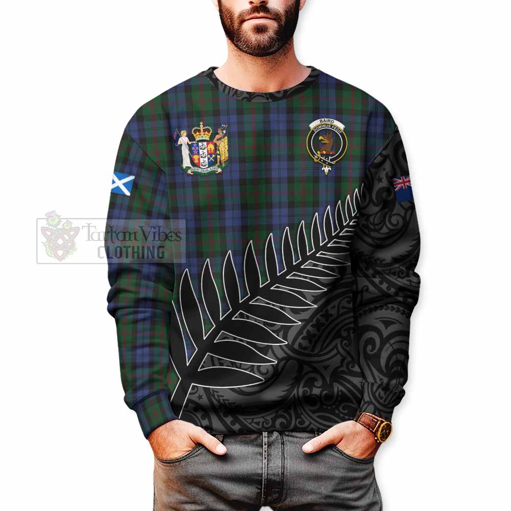 Tartan Vibes Clothing Baird Crest Tartan Sweatshirt with New Zealand Silver Fern Half Style