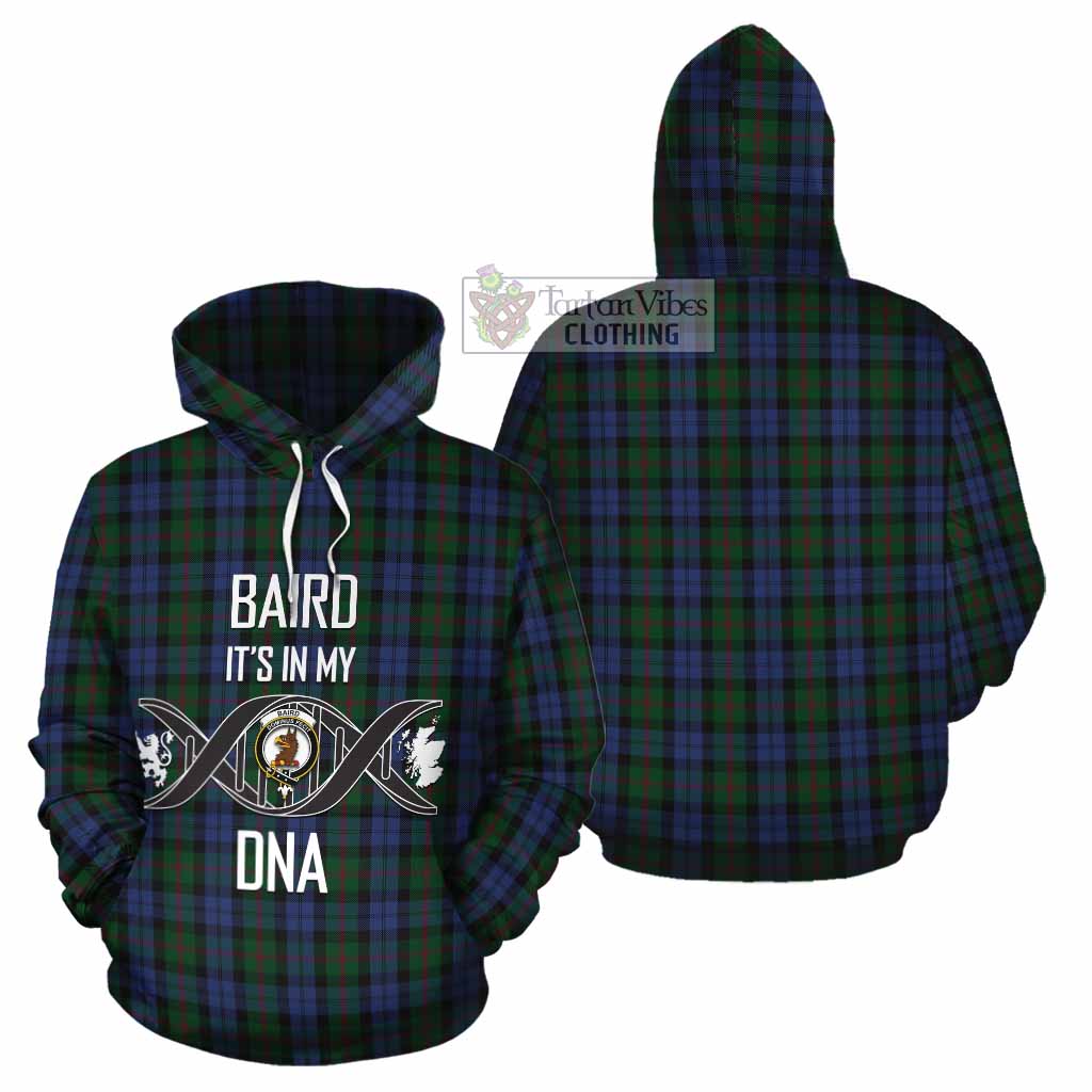 Tartan Vibes Clothing Baird Tartan Cotton Hoodie with Family Crest DNA In Me Style