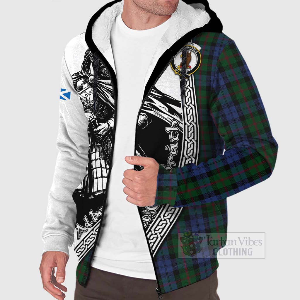 Tartan Vibes Clothing Baird Tartan Clan Crest Sherpa Hoodie with Highlander Warrior Celtic Style