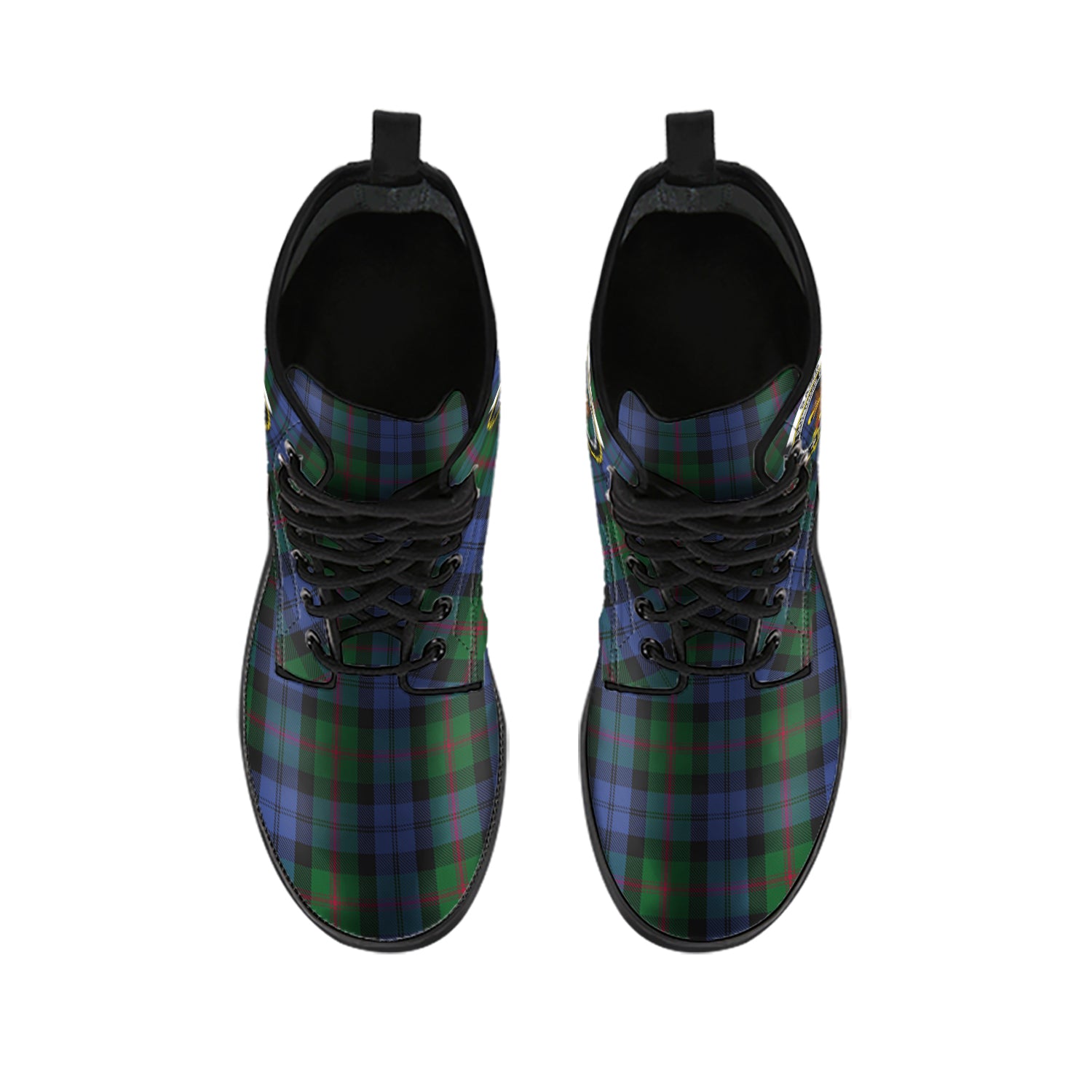 Baird Tartan Leather Boots with Family Crest - Tartanvibesclothing