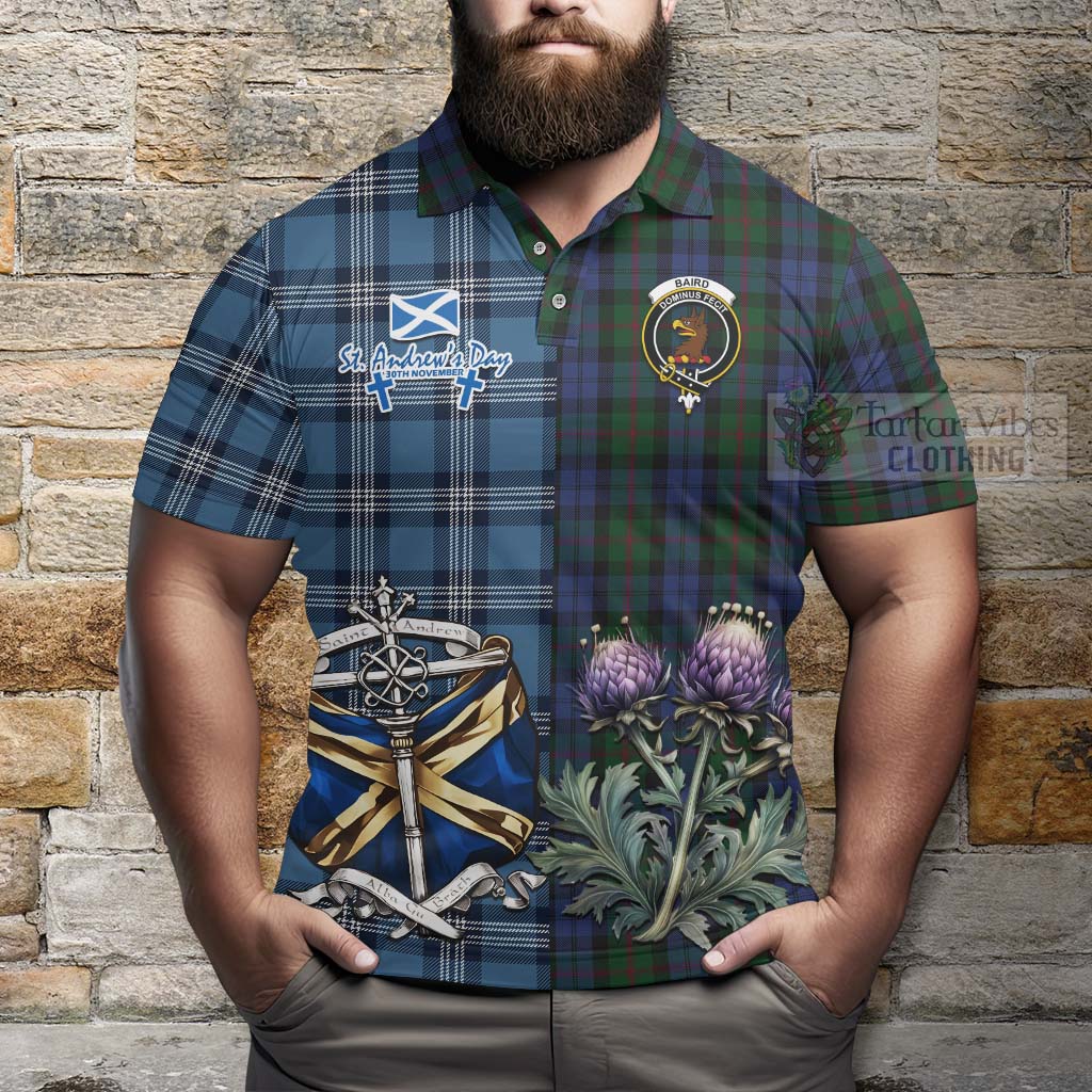 Tartan Vibes Clothing Baird Tartan Polo Shirt Happy St. Andrew's Day Half Tartan Style