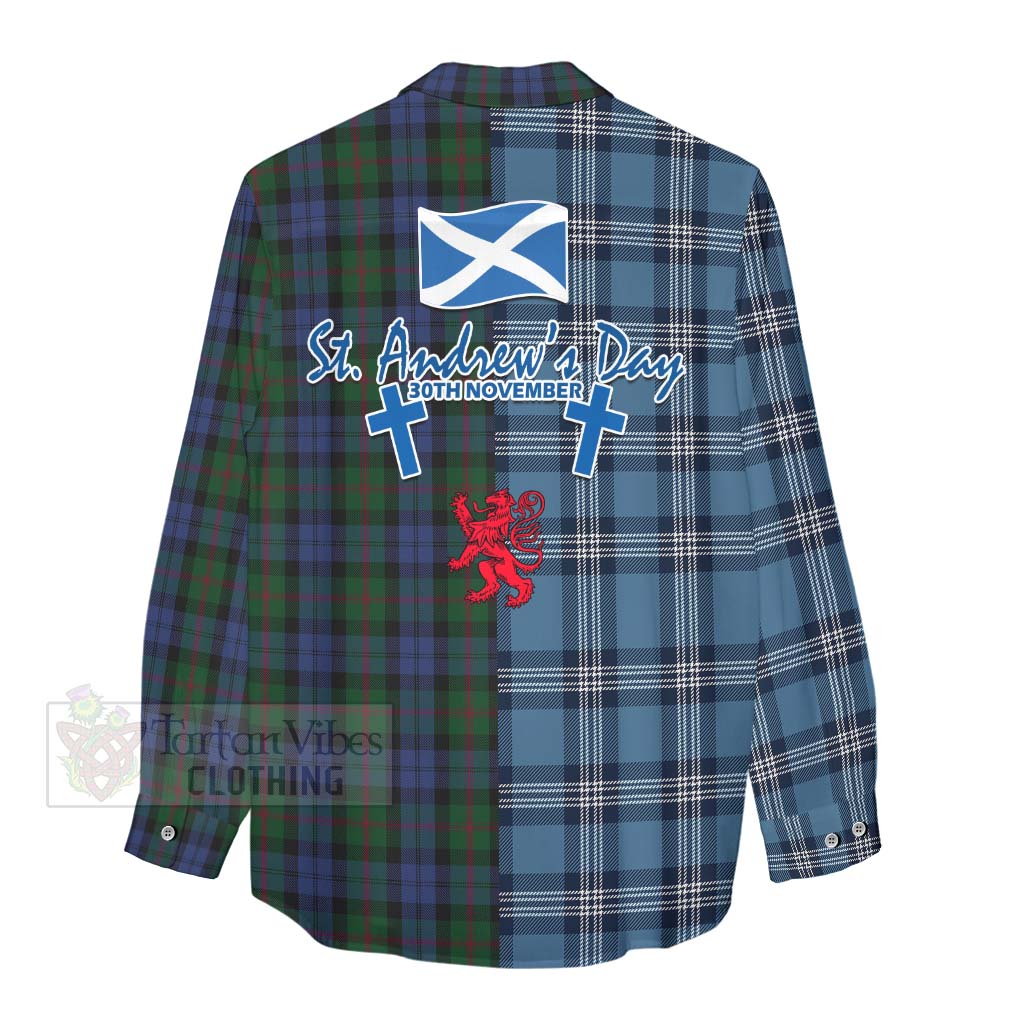 Tartan Vibes Clothing Baird Tartan Women's Casual Shirt Happy St. Andrew's Day Half Tartan Style