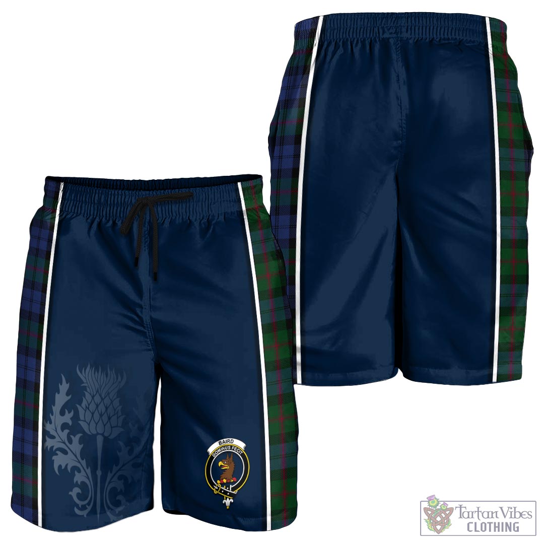 Tartan Vibes Clothing Baird Tartan Men's Shorts with Family Crest and Scottish Thistle Vibes Sport Style